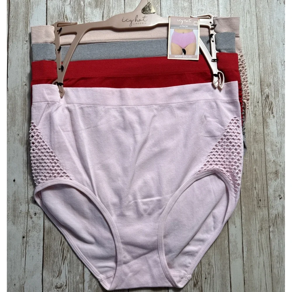 Icy Hot 4 Pack Seamless High Waisted Brief‎ Underwear Panties Women's Large